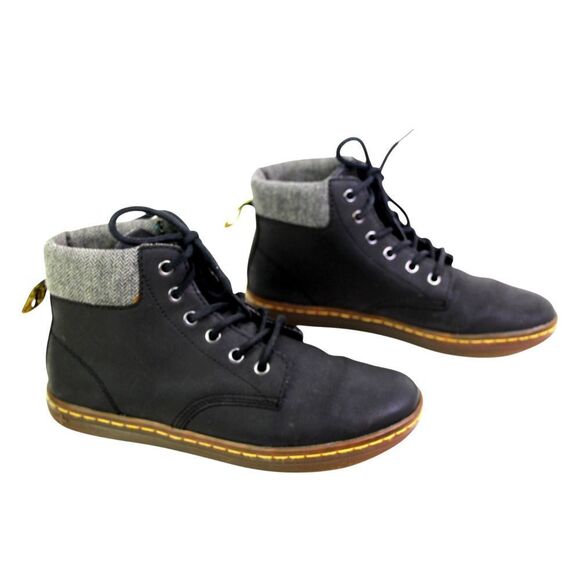 Dr. Martens BLACK GENUINE LEATHER FLAT LACE UP ROUND TOE ANKLE BOOTS Size 8/39EU - Picture 7 of 11
